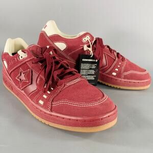 CONVERSE Size 12 Burgundy White Contrast Stitch Leather Lace-Up Sneakers